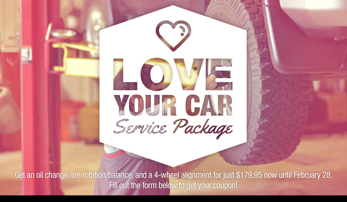 Get an oil change, tire rotation and 4-wheel alignment for just $179.95 now until February 28.