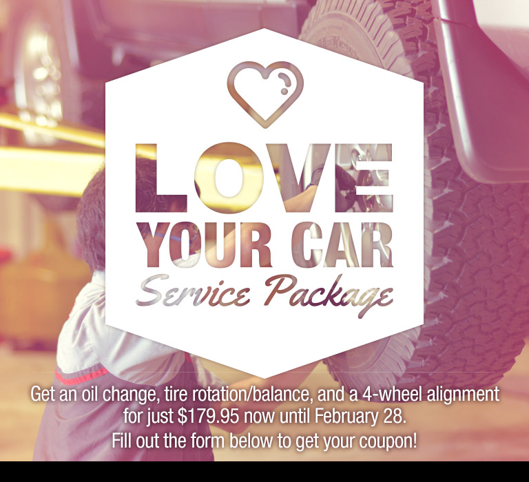 Get an oil change, tire rotation and 4-wheel alignment for just $179.95 now until February 28.