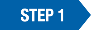 Step 1 in a blue right facing arrow