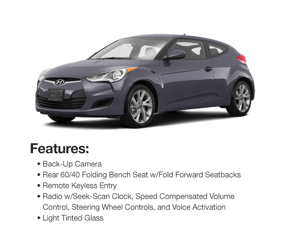 2016 Hyundai Veloster : Lease for $206 per mo. for 39 mos. or Lease $186 per mo. for 48 mos.