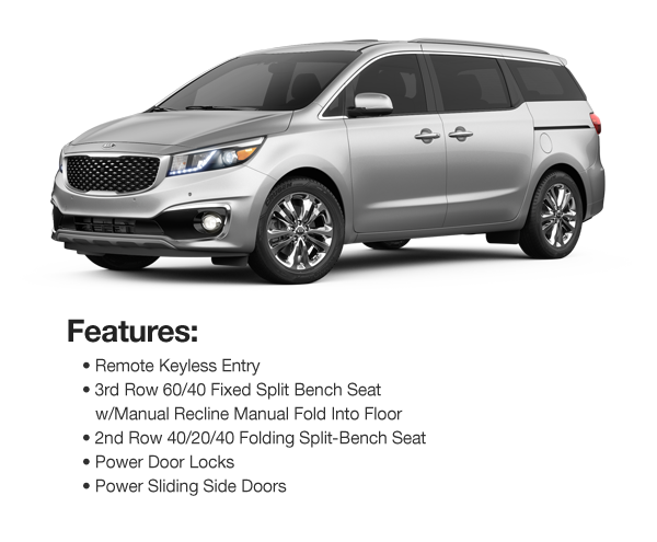 2017 Kia Sedona LX: Lease for $341 per mo. for 39 mos. or Lease $317 per mo. for 48 mos.