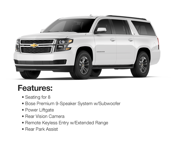 2016 Chevy Suburban LT 4WD: Lease for $613 per mo. for 39 mos. or Lease $569 per mo. for 48 mos.