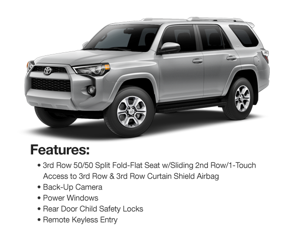 2016 Toyota 4Runner SR5 4WD: Lease for $352 per mo. for 39 mos. or Lease $334 per mo. for 48 mos.